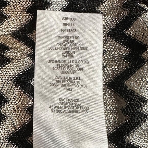 Susan Graver Women's Chevron Pattern Sheer Cardigan Jacket 2X Black Beige - Picture 5 of 10